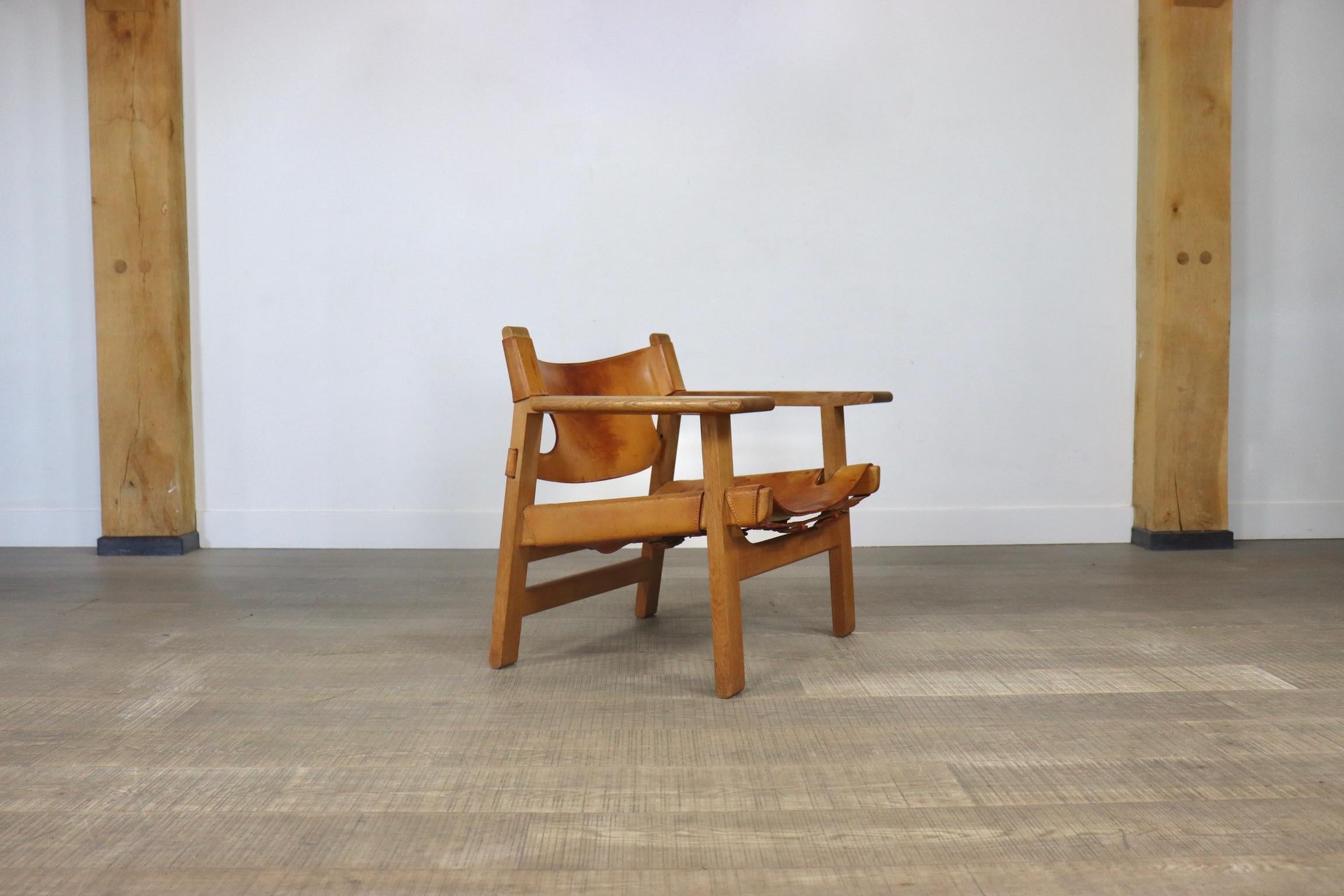 Vintage 2226 Spanish Chair by Børge Mogensen in Tan Leather for Fredericia, 1960 4