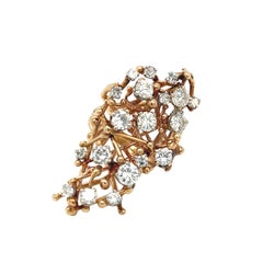 Brutalist Era 2.25 Carat Cluster Diamond Ring 14K Yellow Gold