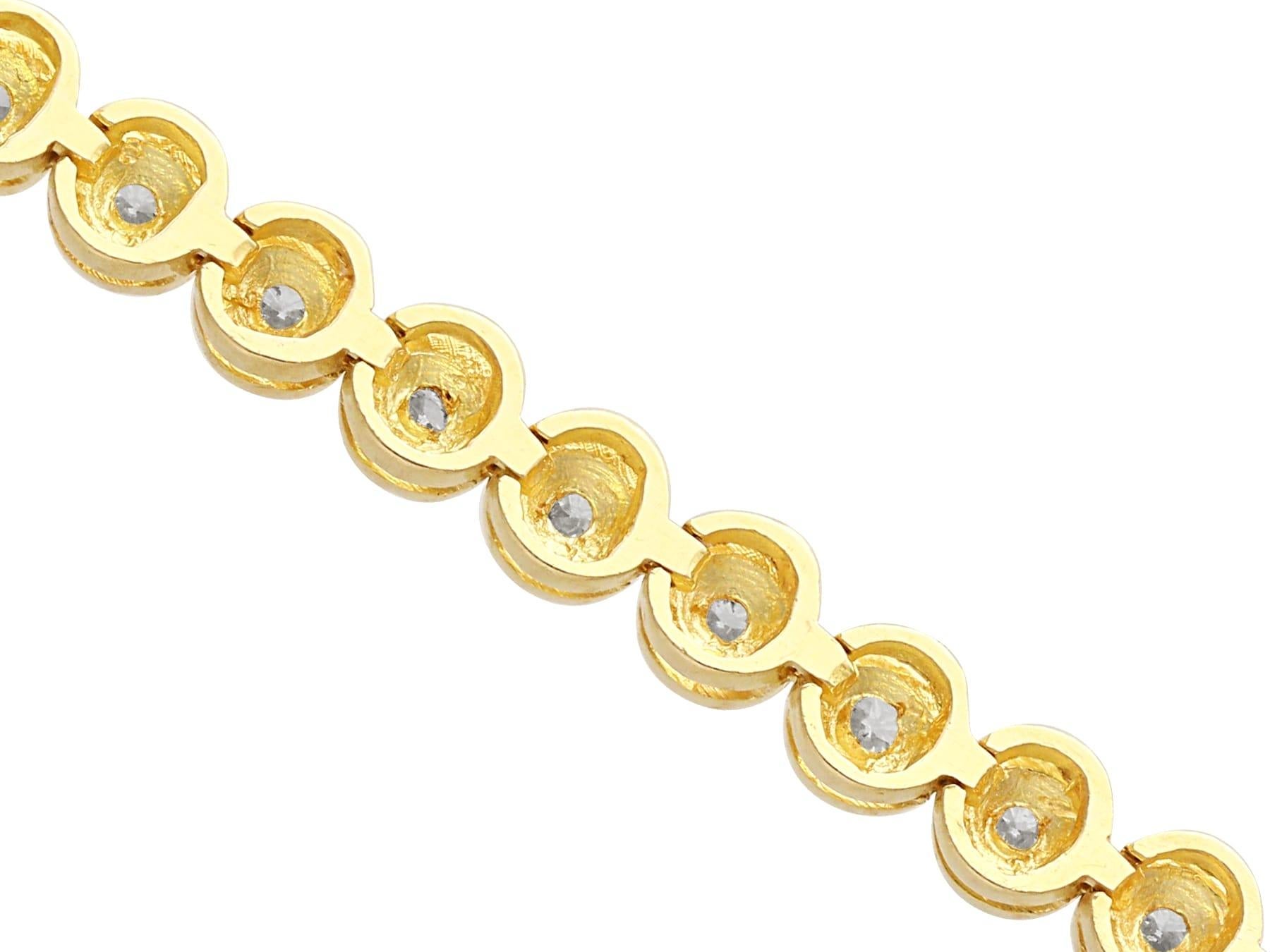 Bracelet tennis vintage en or jaune 18 carats et diamants de 2,25 carats en vente 1