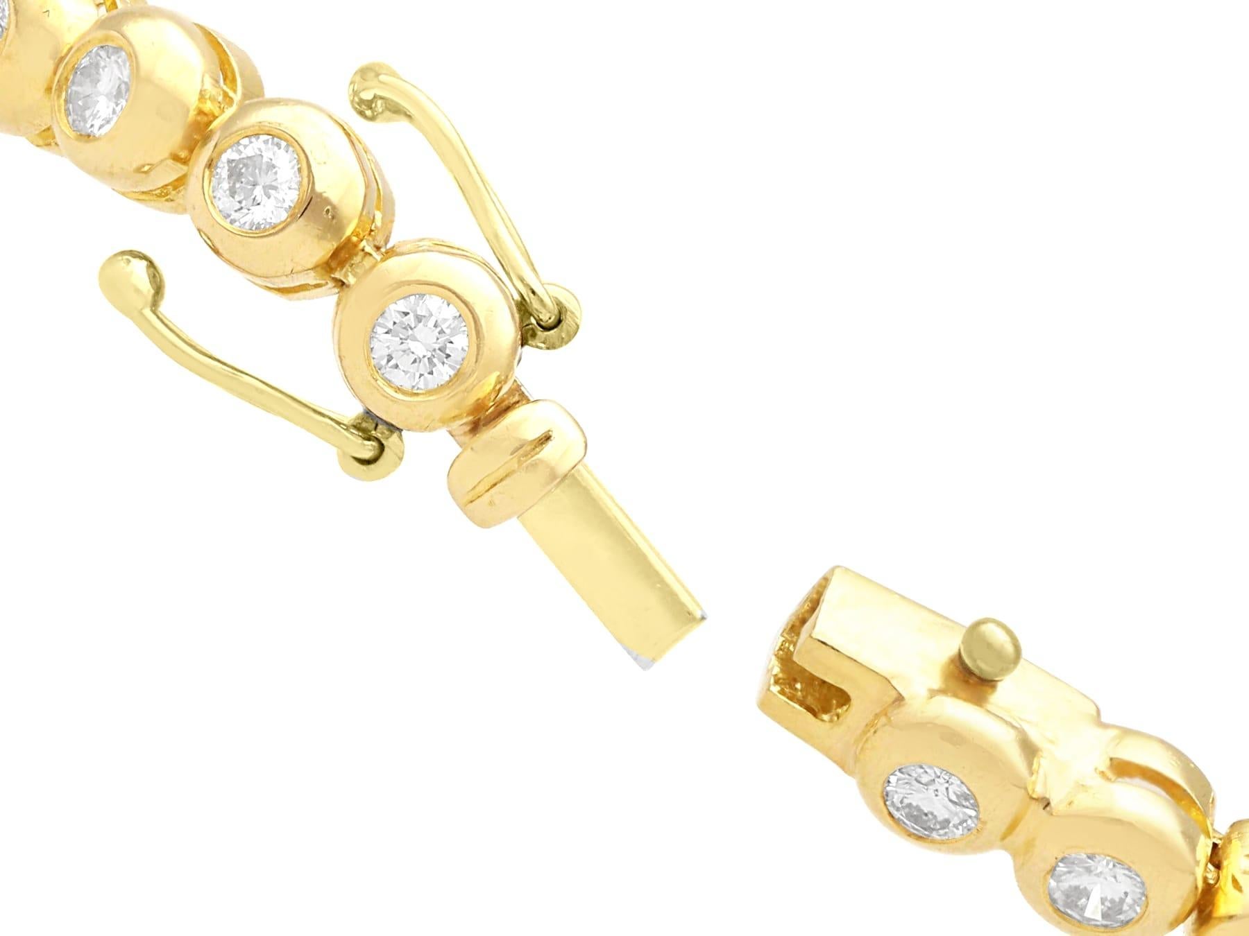 Bracelet tennis vintage en or jaune 18 carats et diamants de 2,25 carats en vente 2
