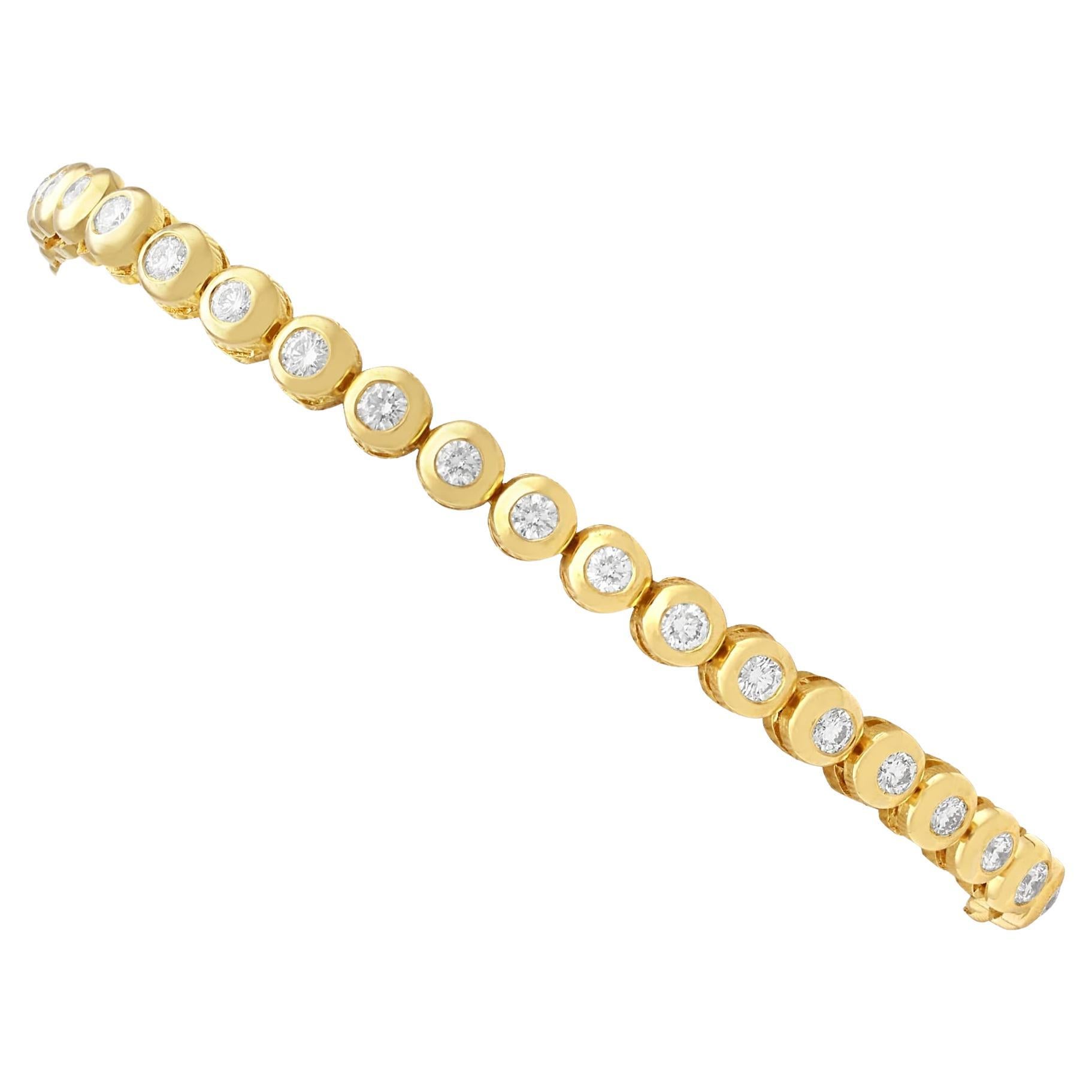 Bracelet tennis vintage en or jaune 18 carats et diamants de 2,25 carats en vente