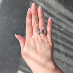 Vintage 2.25 CTW No Heat Ruby Diamond Platinum Wide Band Ring GIA