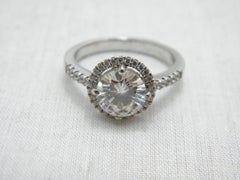 Vintage 2.25Cttw Diamond Platinum Halo Engagement Ring 950 Purity