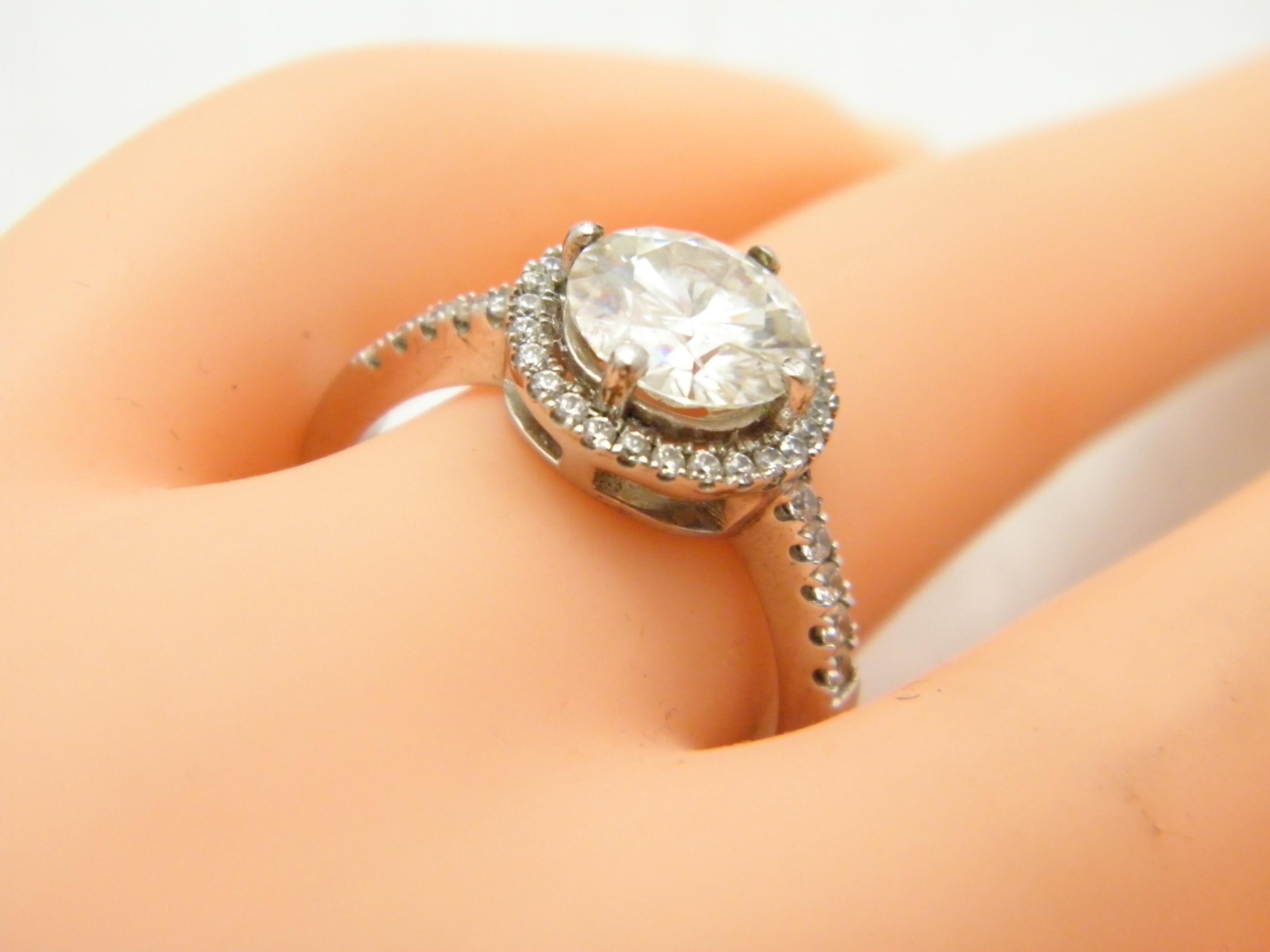 Contemporary Vintage 2.25Cttw Diamond Platinum Halo Engagement Ring 950 Purity For Sale