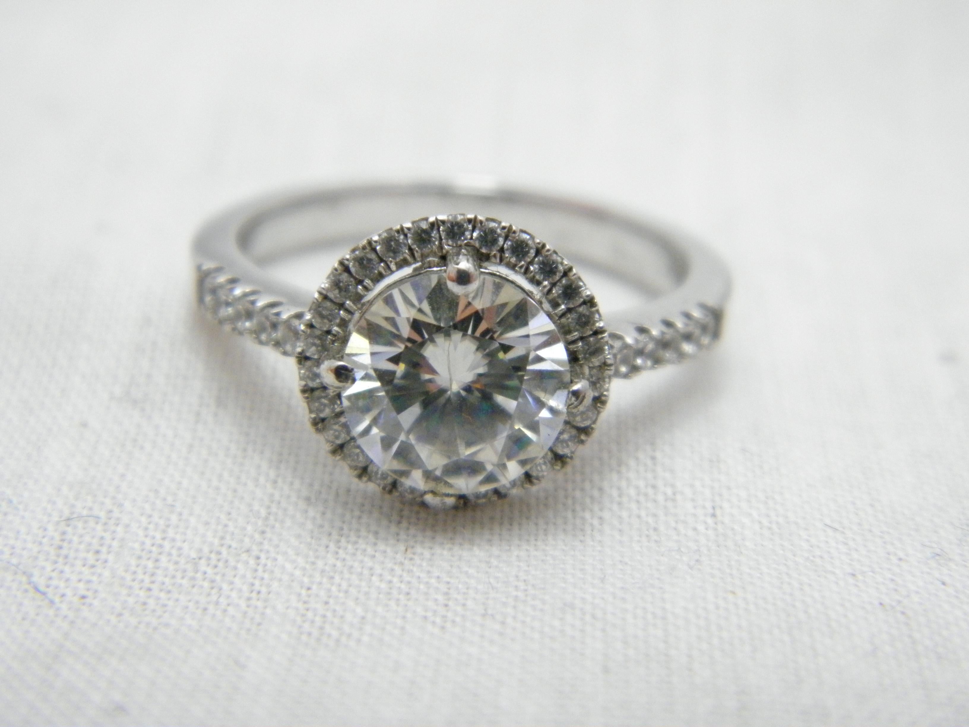 Women's Vintage 2.25Cttw Diamond Platinum Halo Engagement Ring 950 Purity For Sale
