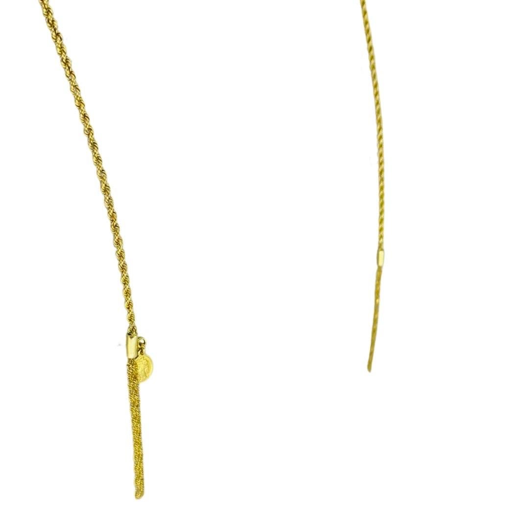 Vintage 2.25mm Rope Tassel 46 Inch Necklace Desatadora Dos Nos 18k Gold In Excellent Condition For Sale In Miami, FL