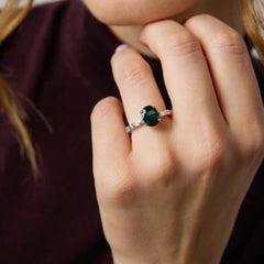 Vintage 2.27 carat green sapphire diamond eternity band platinum ring