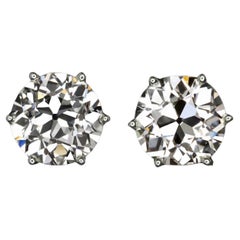 Clous d'oreilles vintage en diamant européen ancien de 2,27 carats