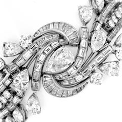 Vintage 22.75cts Diamond Cluster Platinum Floral Link Bracelet