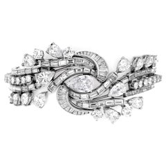 Vintage 22.75cts Diamond Cluster Platinum Floral Link Bracelet