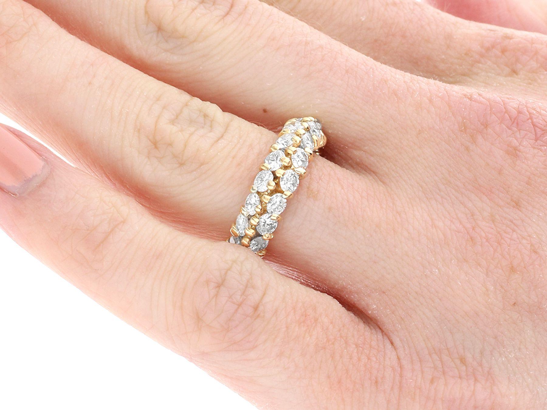 Vintage 2.28 Carat Diamond and 18K Yellow Gold Eternity Ring For Sale 2