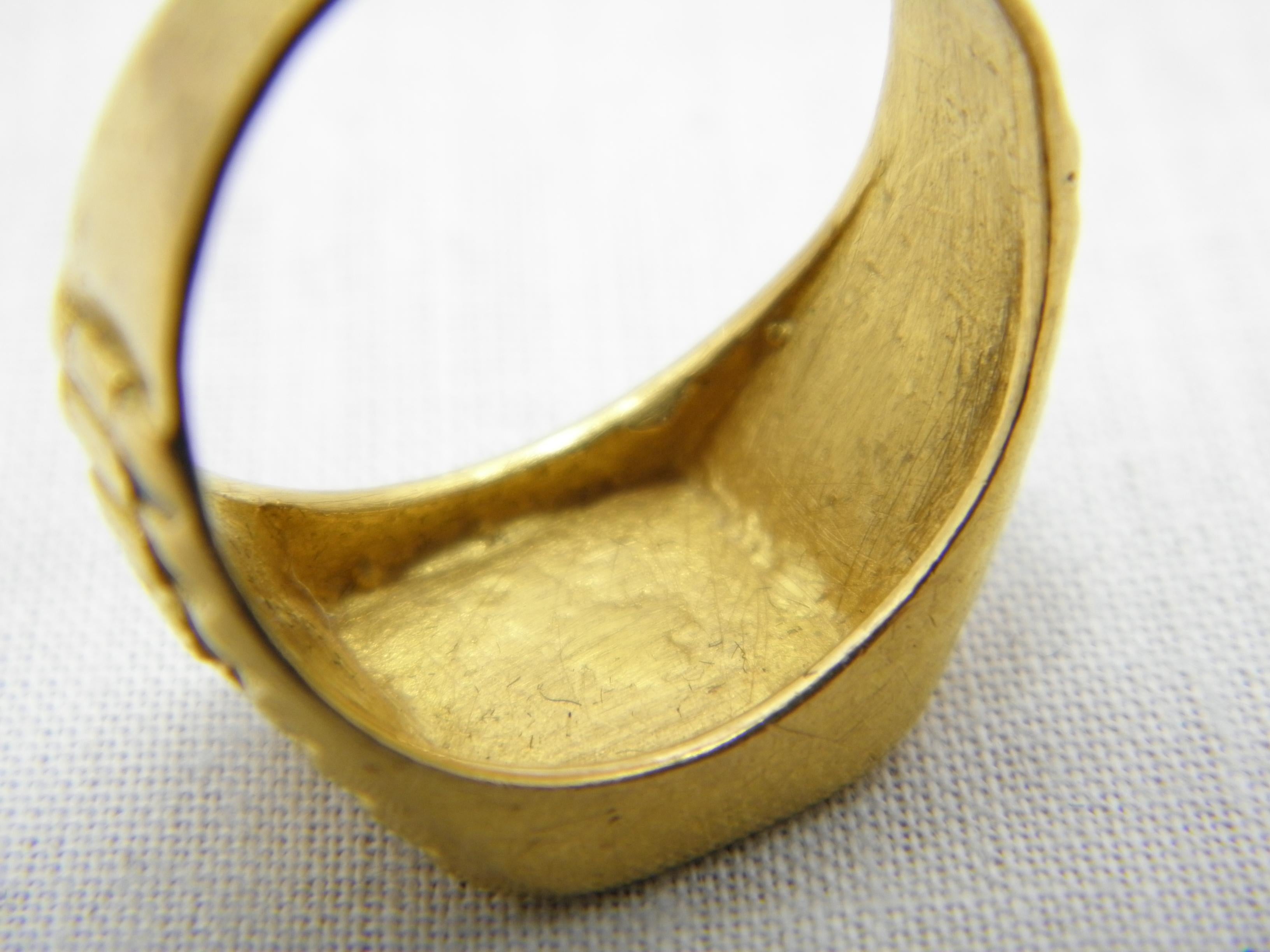 Vintage 22ct Gold Siegelring Größe T1/2 10 Massiv 22k 916 Gelb Initial G Schwer im Angebot 5