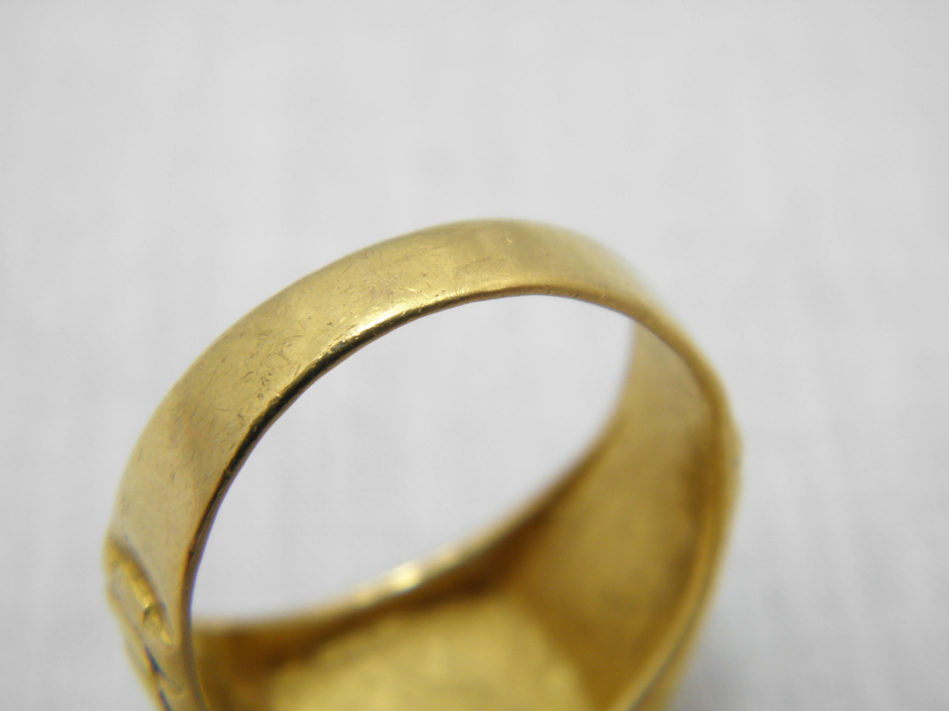 Vintage 22ct Gold Siegelring Größe T1/2 10 Massiv 22k 916 Gelb Initial G Schwer im Angebot 6