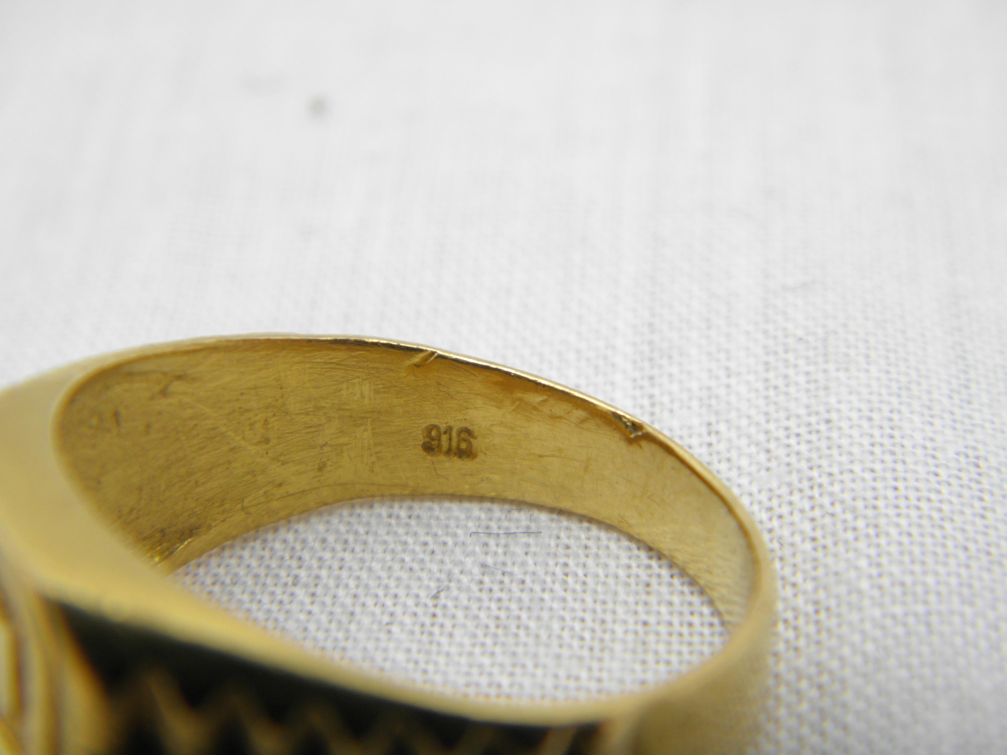 Vintage 22ct Gold Siegelring Größe T1/2 10 Massiv 22k 916 Gelb Initial G Schwer im Angebot 7
