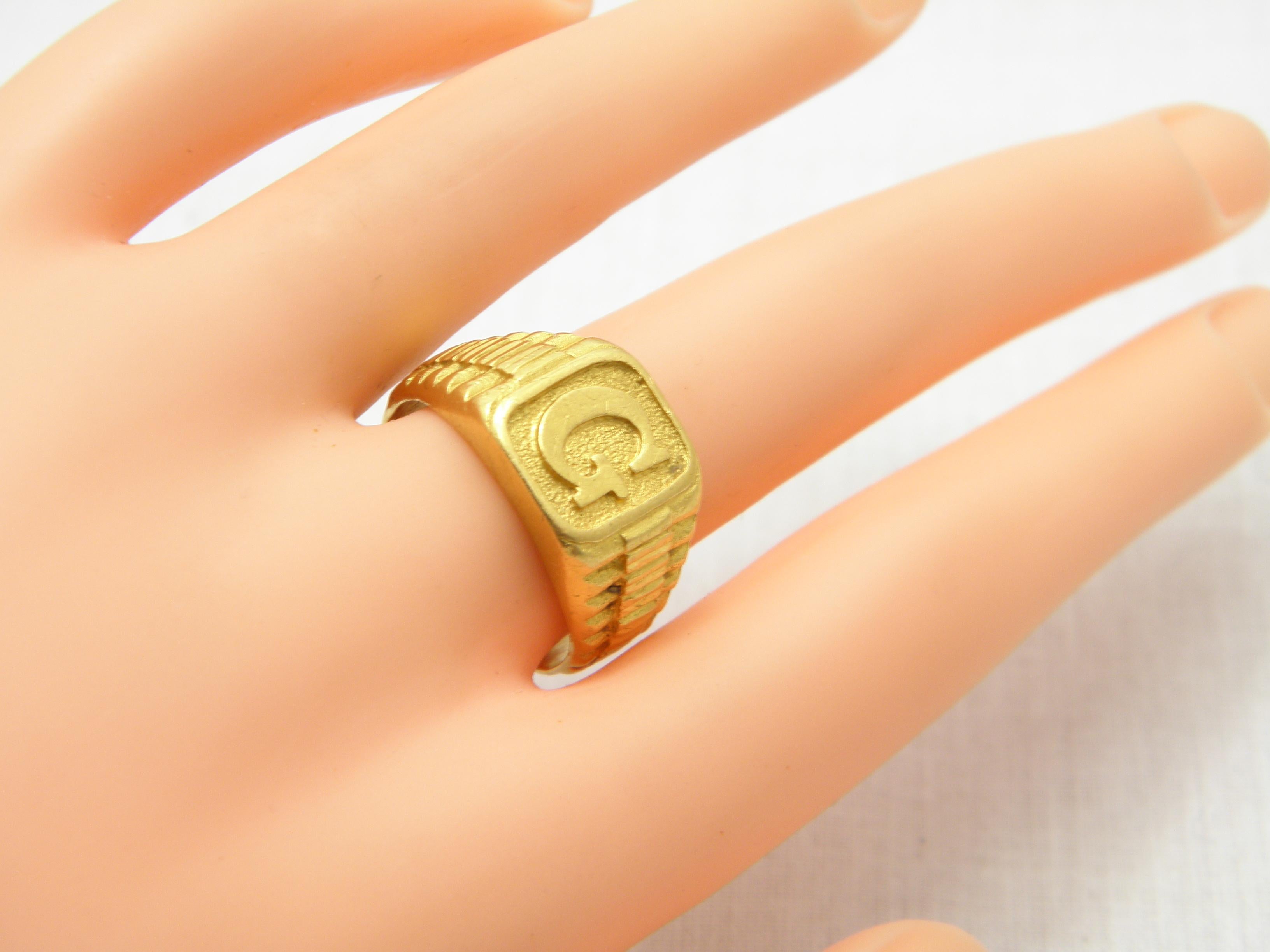 Vintage 22ct Gold Siegelring Größe T1/2 10 Massiv 22k 916 Gelb Initial G Schwer im Zustand „Gut“ im Angebot in Camelford, GB