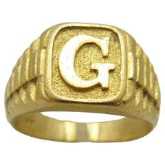 Vintage 22ct Gold Siegelring Größe T1/2 10 Massiv 22k 916 Gelb Initial G Schwer