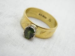Vintage 22ct Gold Tourmaline Heavy Solitaire Band Ring 916 Purity