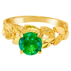 Vintage 22k-18K Yellow Gold & Emerald Ring 'Certified'