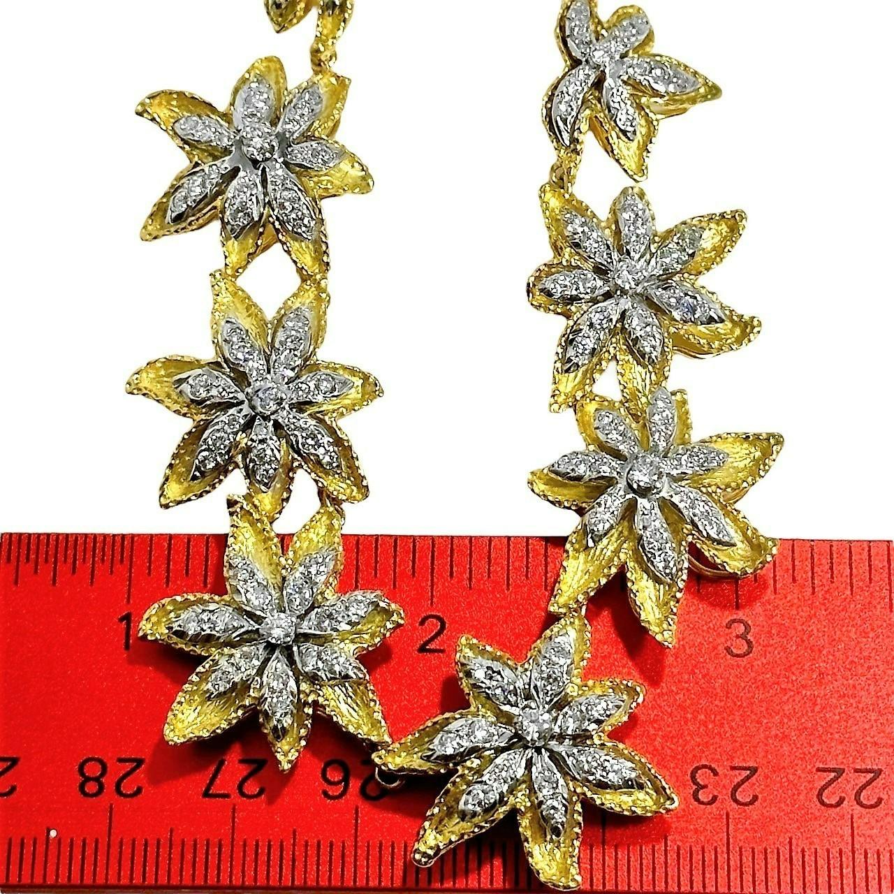 Vintage 18k Yellow Gold Floral Motif Necklace with Diamonds 4