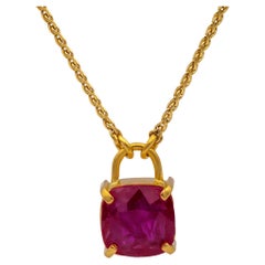 Vintage 22K / 18K Yellow Gold Ruby Pendant Necklace – 24 Inches, Hand-Made
