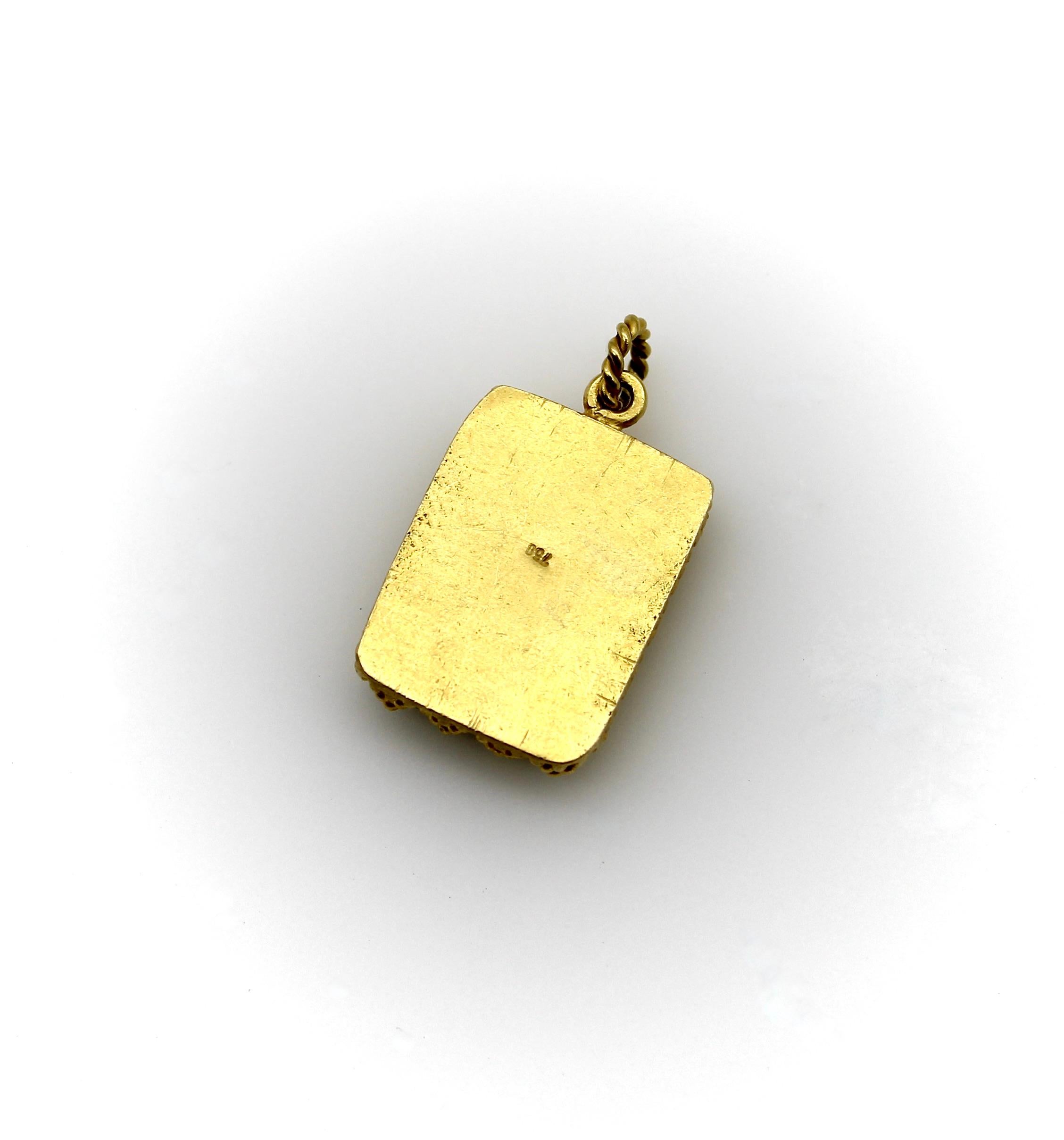 Women's or Men's Vintage 22K Gold and Green Chalcedony Intaglio of Zoroaster Pendant For Sale