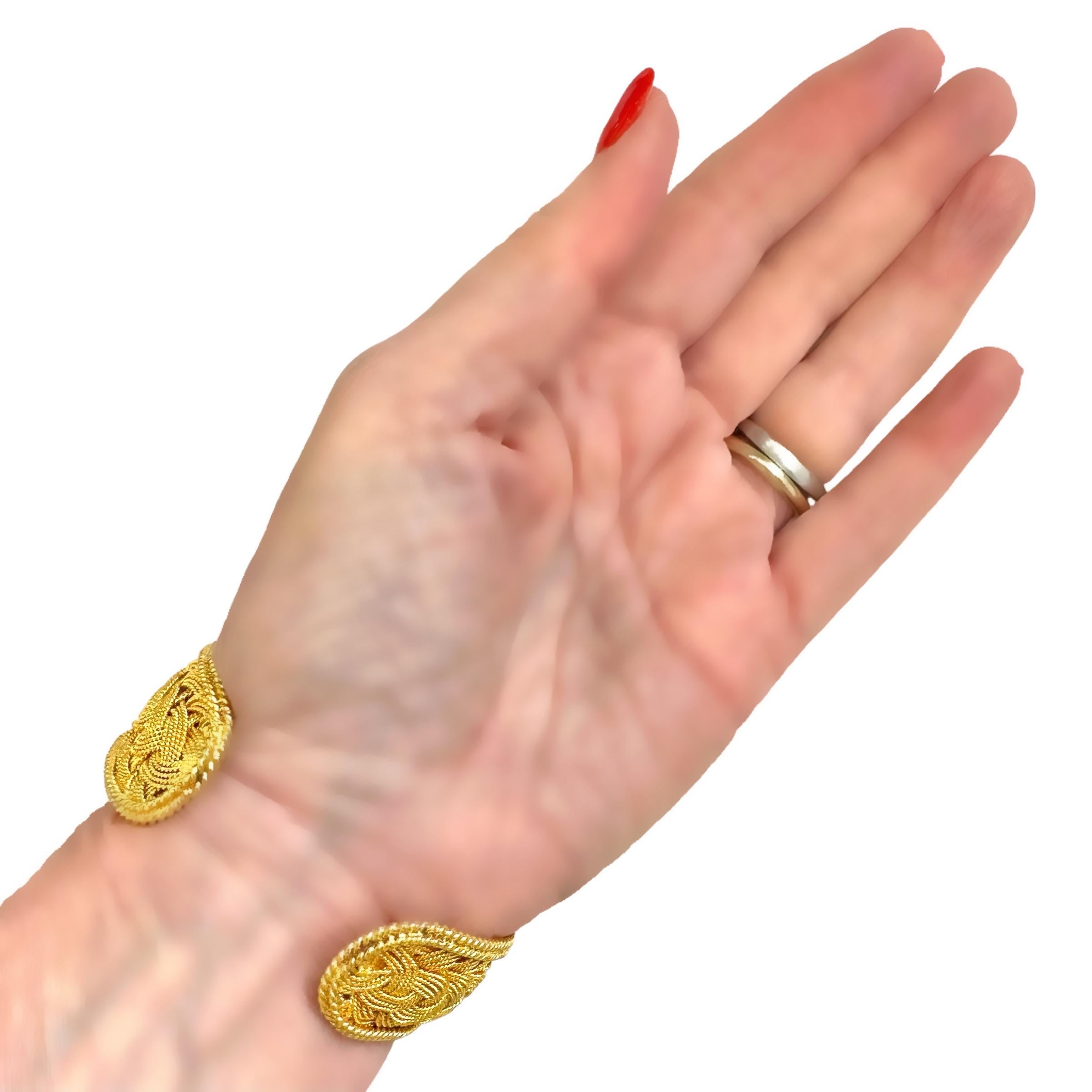 Vintage 22k Gold Kunsthandwerkliches Meisterwerkliches geflochtenes Goldarmband 1 Zoll breit geflochten 6