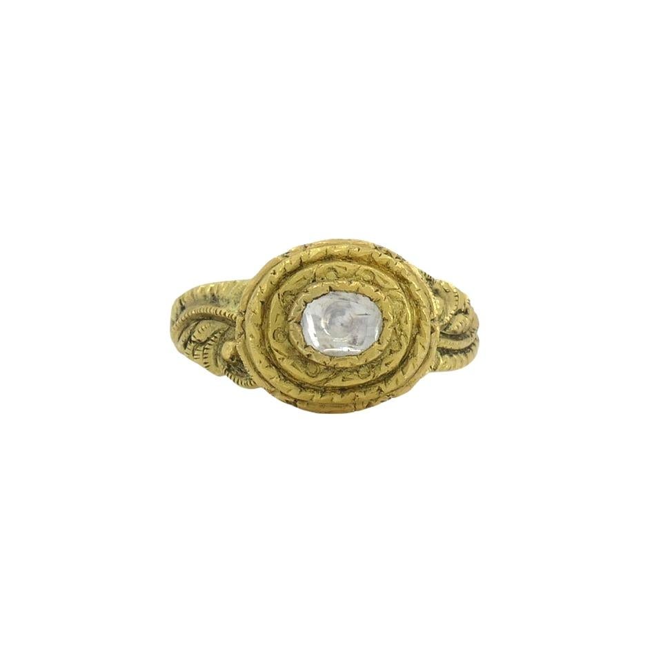 Anillo vintage de oro de 22k con diamantes hecho a mano Georgiano en venta
