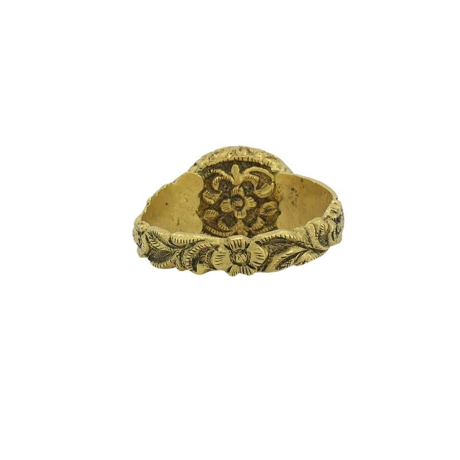 Anillo vintage de oro de 22k con diamantes hecho a mano en Bueno estado para la venta en Beverly Hills, CA