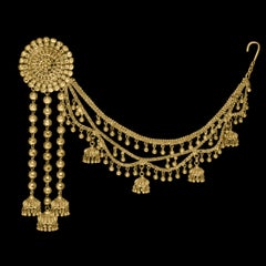 Vintage 22K Gold Drop Earrings with 'Attached' Champasaralu / Ear Chains, 72 GM