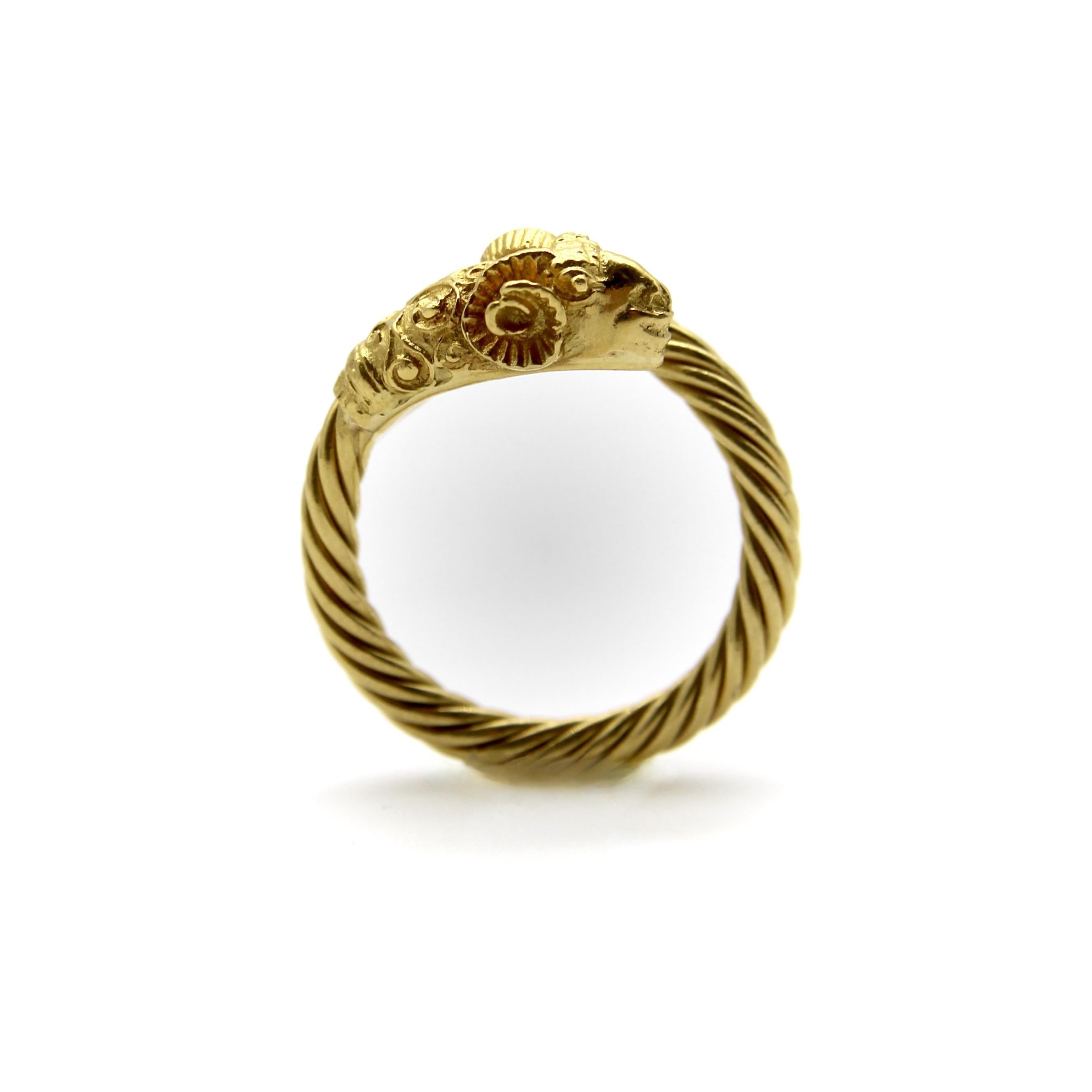 Women's or Men's Vintage 22K Gold Etruscan Revival Ram’s Head Ring