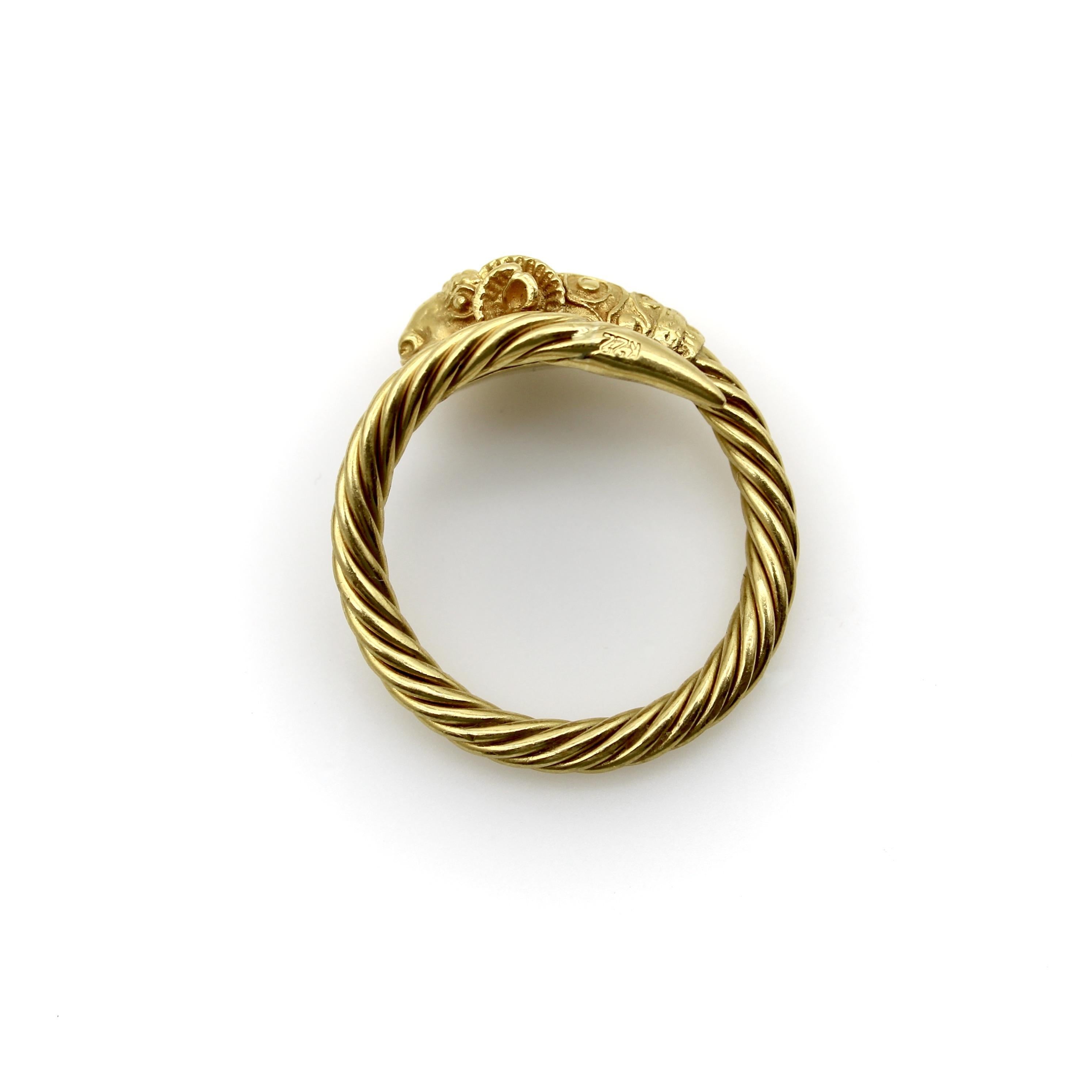 Vintage 22K Gold Etruscan Revival Ram’s Head Ring 5