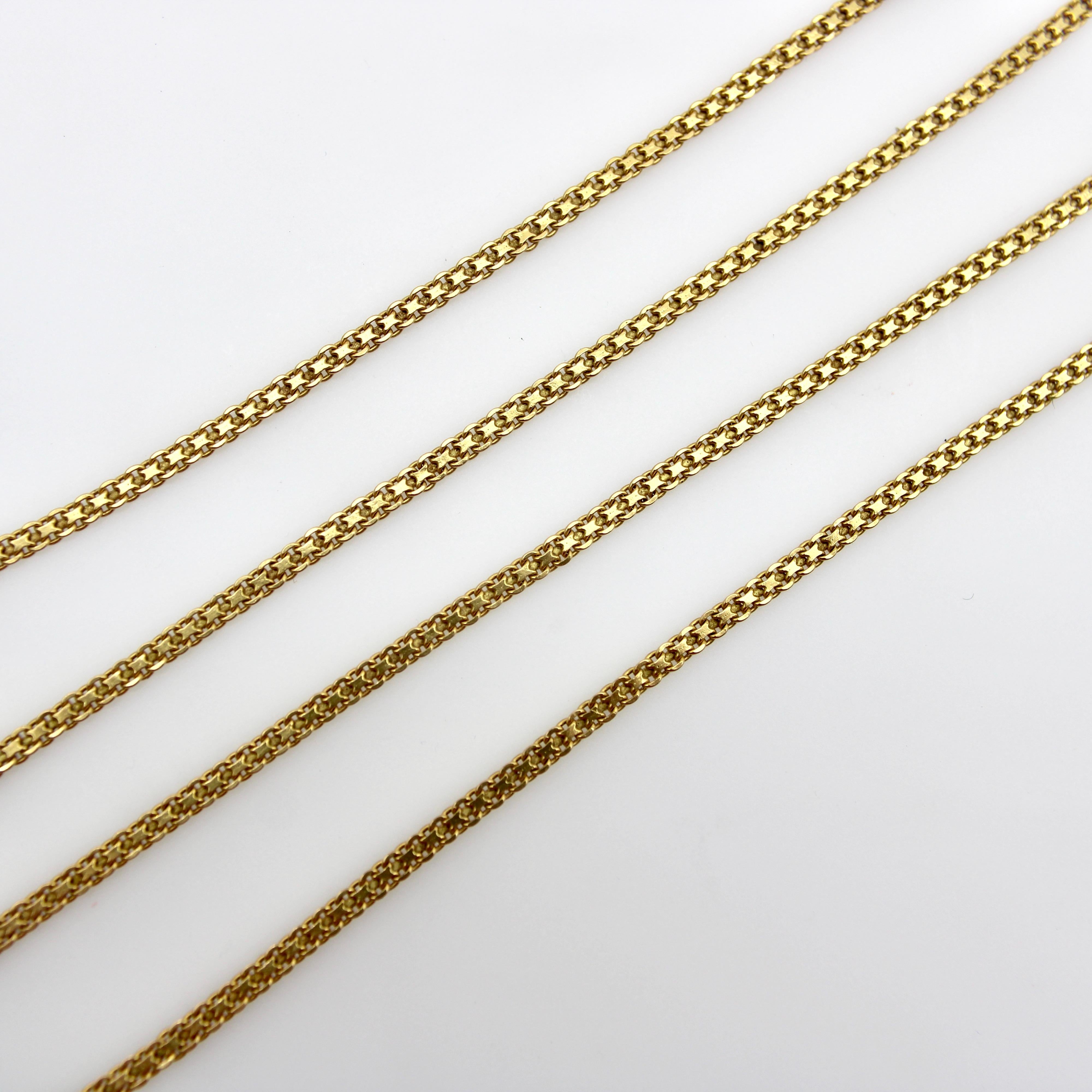 Vintage 22K Gold Flattened Double-Link Long 24.5 Chain Bon état - En vente à Venice, CA