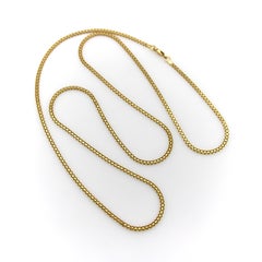 Vintage 22K Gold Flattened Double-Linked Long 28” Chain Necklace