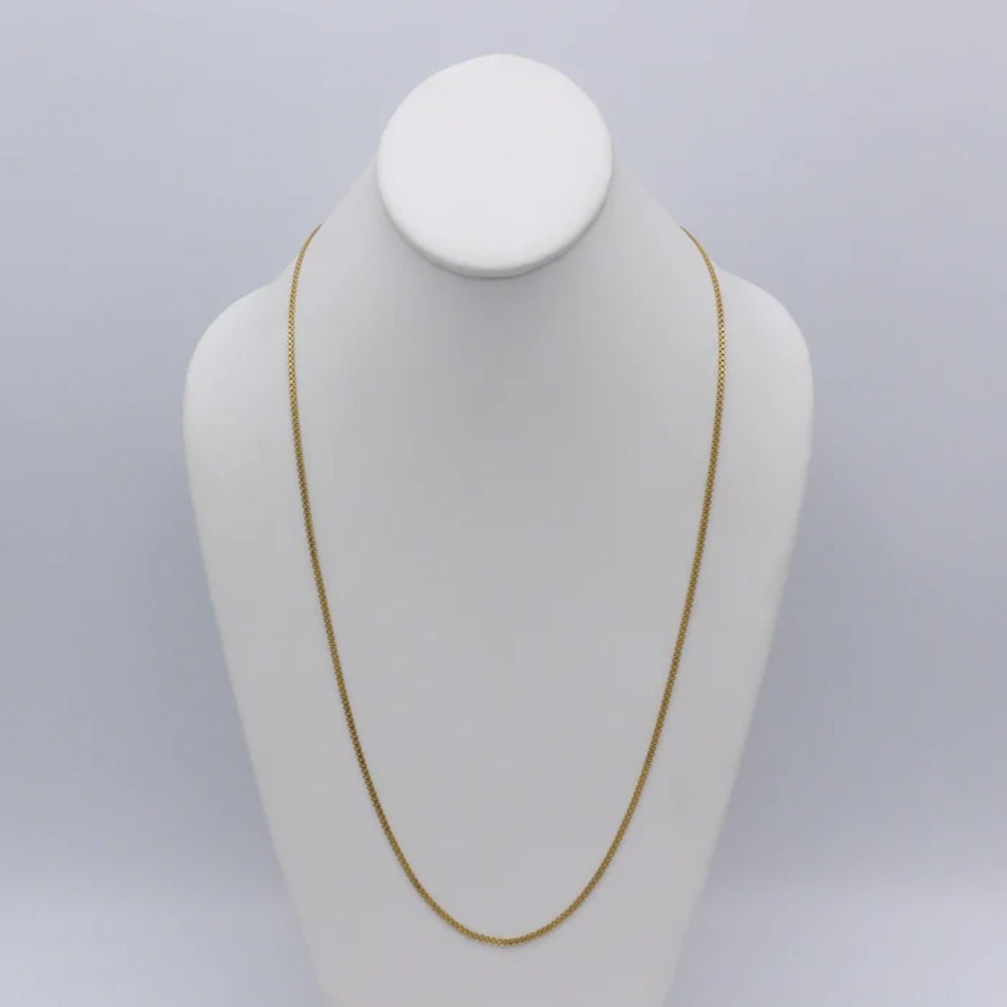 Modern Vintage 22K Gold Flattened Double-Linked Long 28” Chain Necklace For Sale