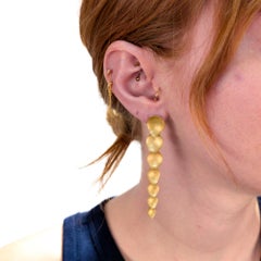 Vintage 22K Gold Modernist Graduated Leaf Link Chandellier Earrings