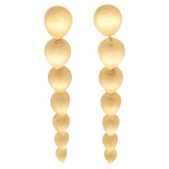 Vintage 22K Gold Modernist Graduated Leaf Link Chandellier Earrings