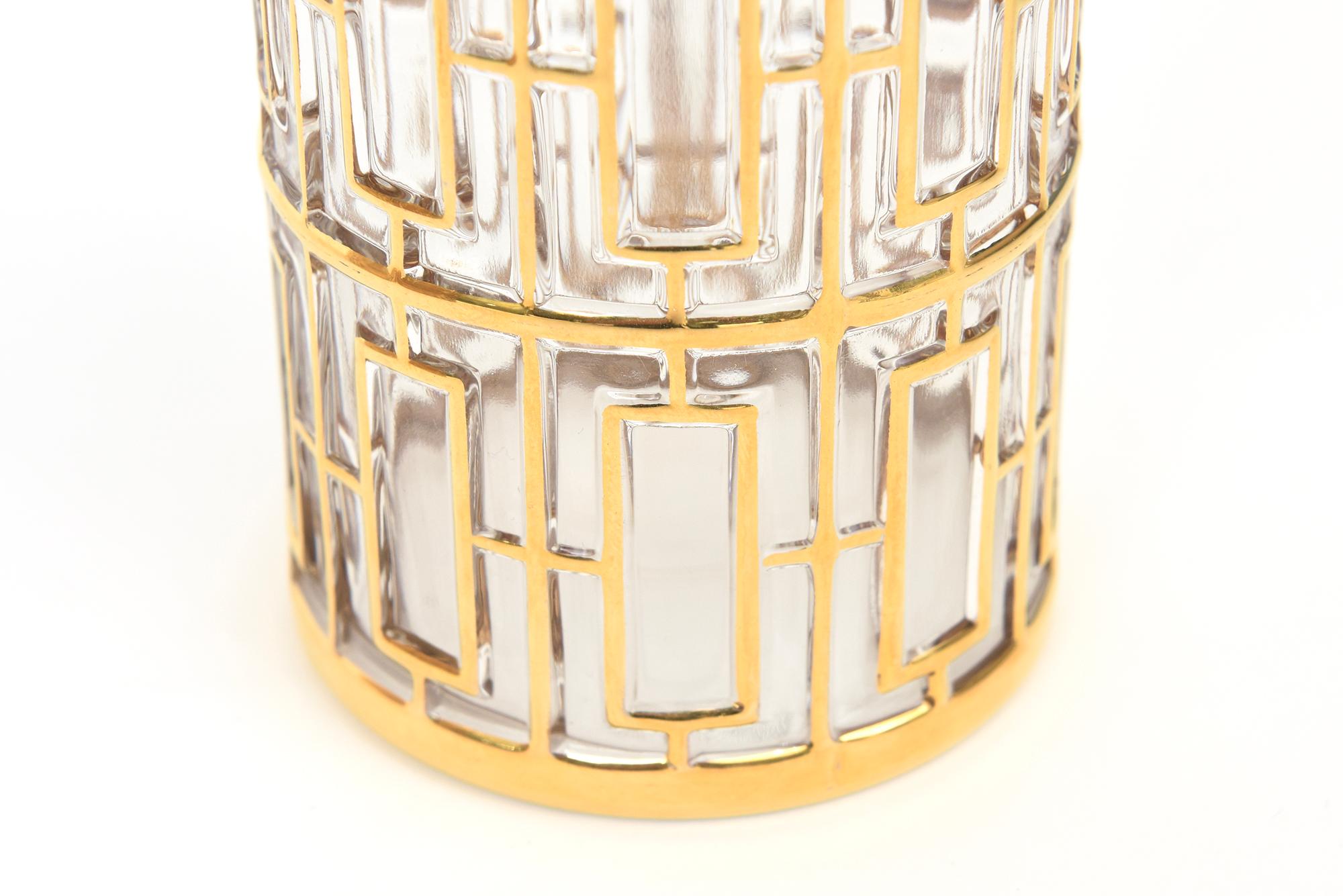 Ensemble de 9 verres de bar à superposition d'or 22 carats Shoji Trellis Screen Highball en vente 5