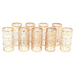 Set von 9 Shoji-Trellis-Raumteiler-Highballgläsern, 22 Karat Gold mit Goldüberzug