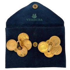 Vintage 22K Gold Queen Victoria Coin Collar Necklace & Cluster Earrings Set