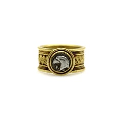 Vintage 22K Gold Wirework Ring with Ancient Silver Eagle Coin