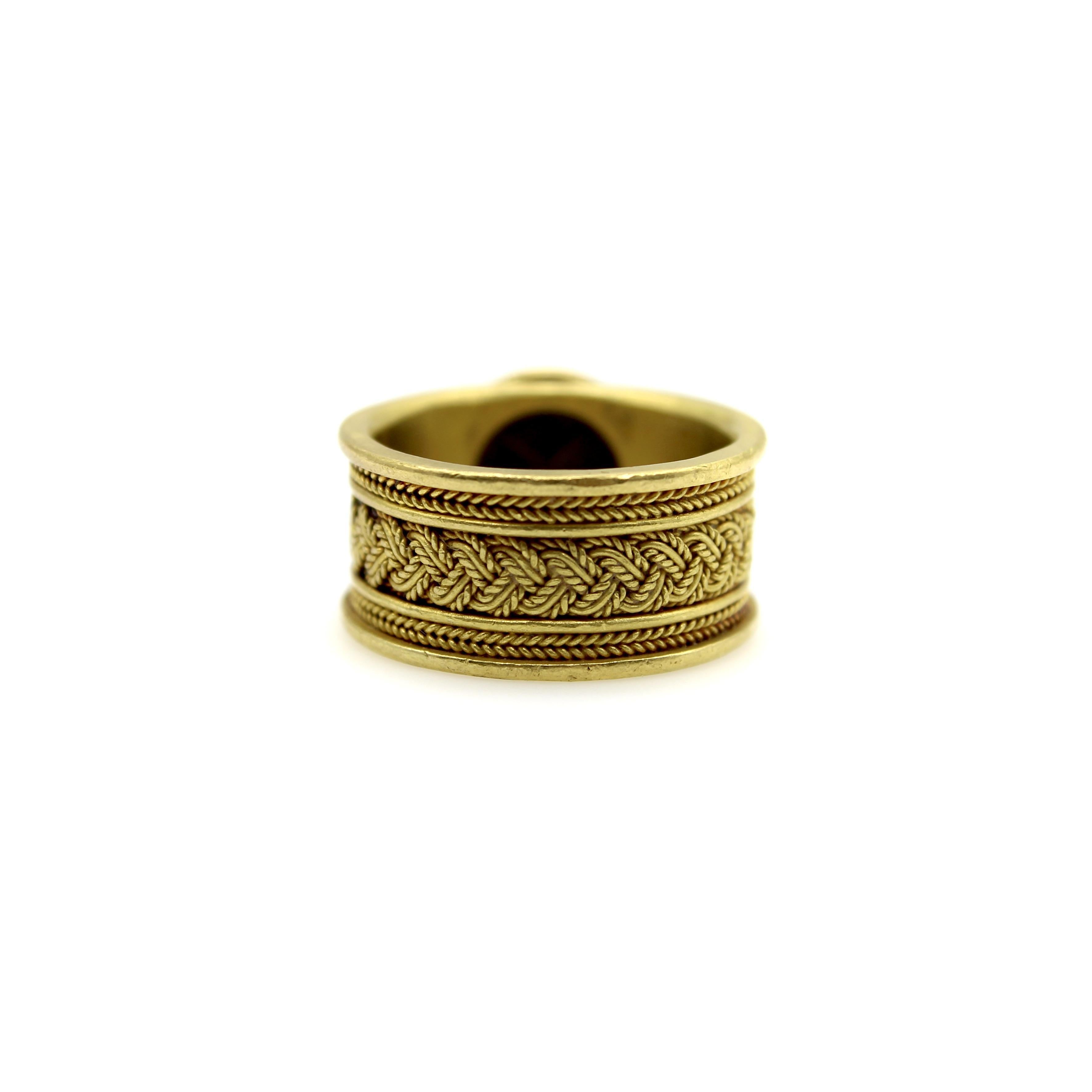 Vintage 22K Gold Wirework Ring with Ancient Silver Eagle Coin For Sale 1