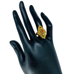 Vintage 22k Gold with Enamel Wedding Traditional Ring