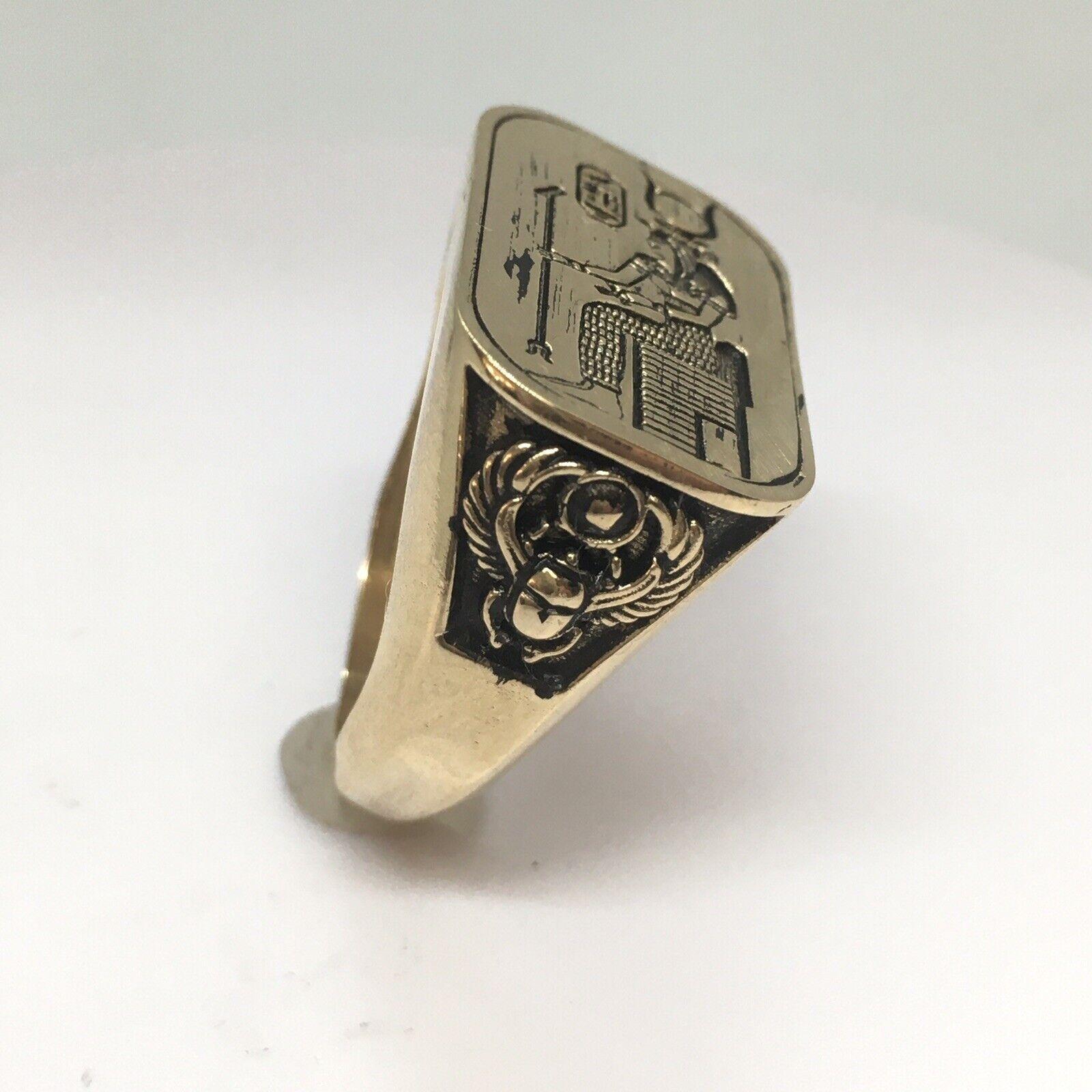 Art Nouveau Vintage 14K Solid Gold Egyptian Ramesses II Statement Ring 14.7 Gram Gram sz 11 For Sale
