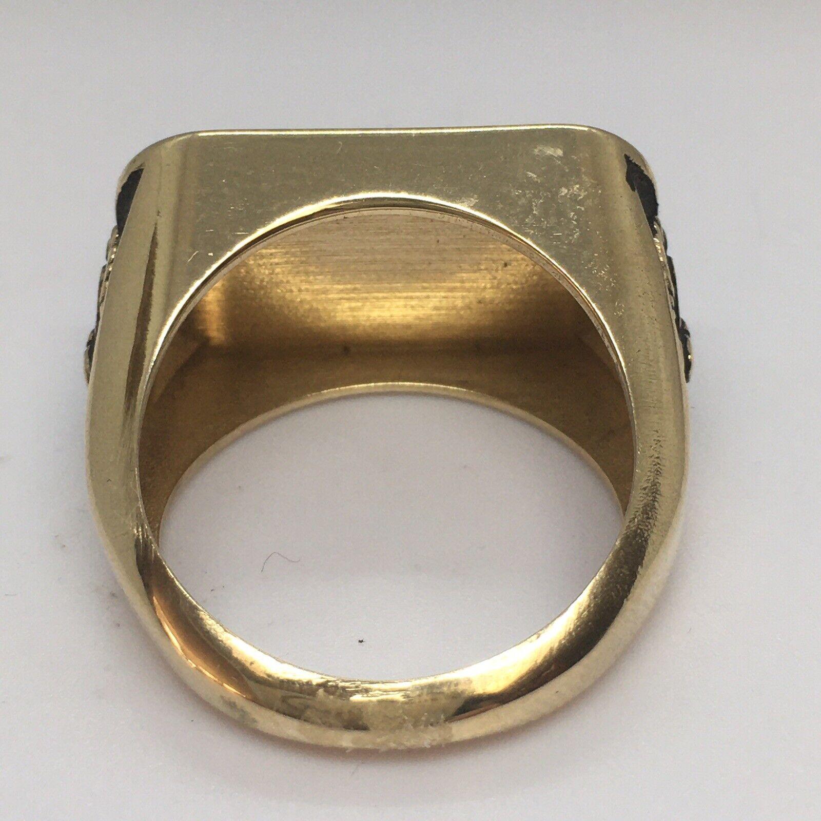 Women's or Men's Vintage 14K Solid Gold Egyptian Ramesses II Statement Ring 14.7 Gram Gram sz 11 For Sale