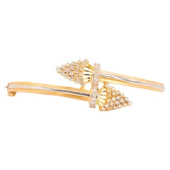Bracelet à charnière vintage en or bicolore 22k avec diamants Arrow