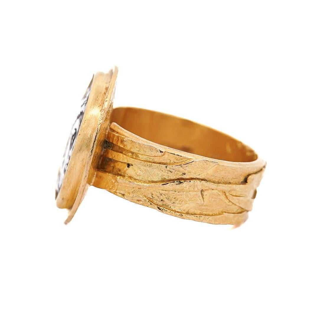 Women's or Men's Vintage 22K Yellow Gold Alexander III the Great Antique Roman Coin Ring For Sale
