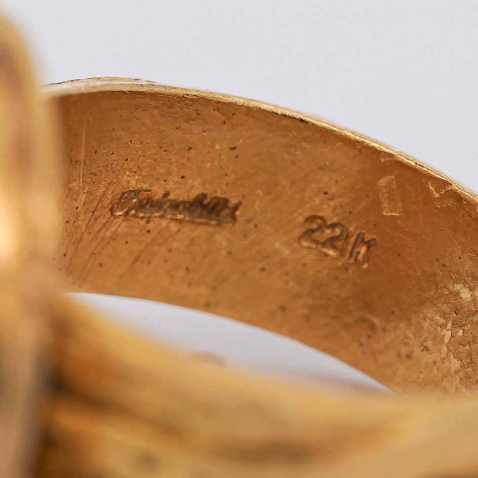 Vintage 22K Yellow Gold Alexander III the Great Antique Roman Coin Ring For Sale 1