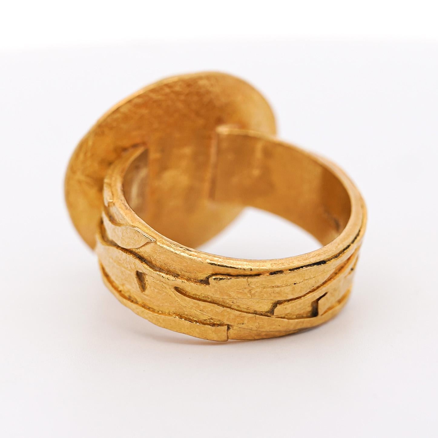 Vintage 22K Yellow Gold Alexander III the Great Antique Roman Coin Ring For Sale 2