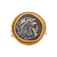 Antique 22K Yellow Gold Alexander III the Great Antique Roman Coin Ring