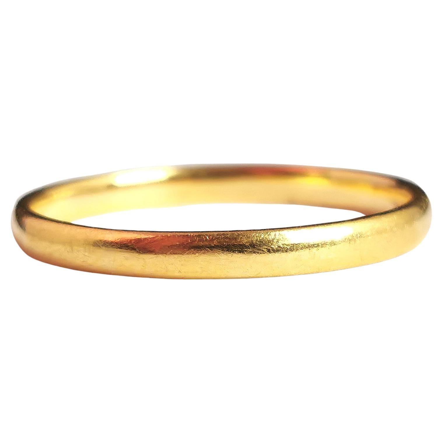 Vintage 22k yellow gold band ring, wedding, 1930's 